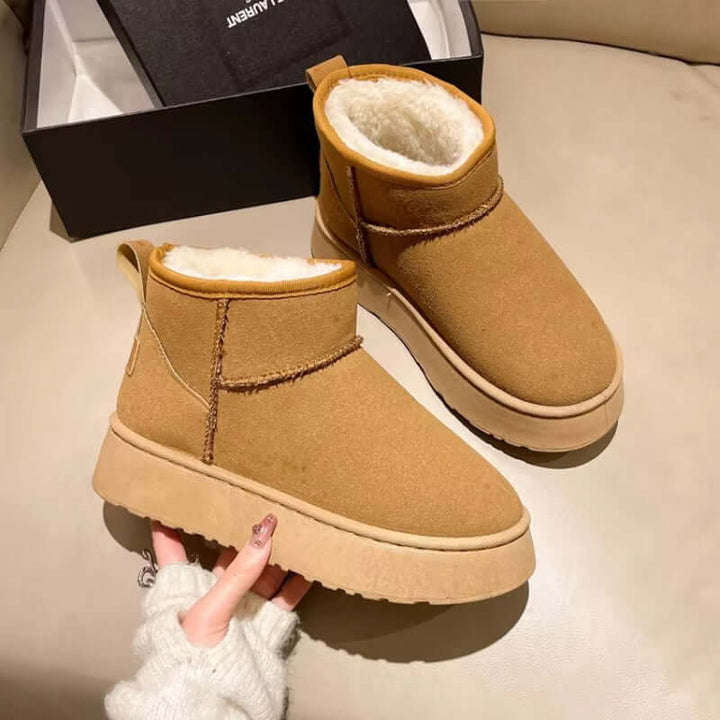 Women's Suede Ankle Boots: Plush, Slip-On, Rugged Sole