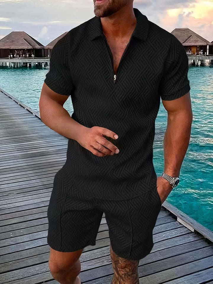 Men's Geometric Print Summer Short Set