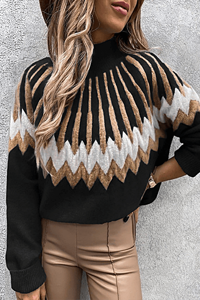 Women's Printed Collared Sweater: Cozy & Stylish