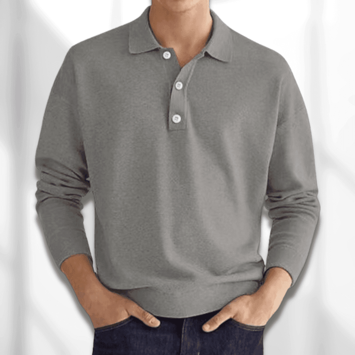 Men's Long Sleeve Knitted Polo Sweater