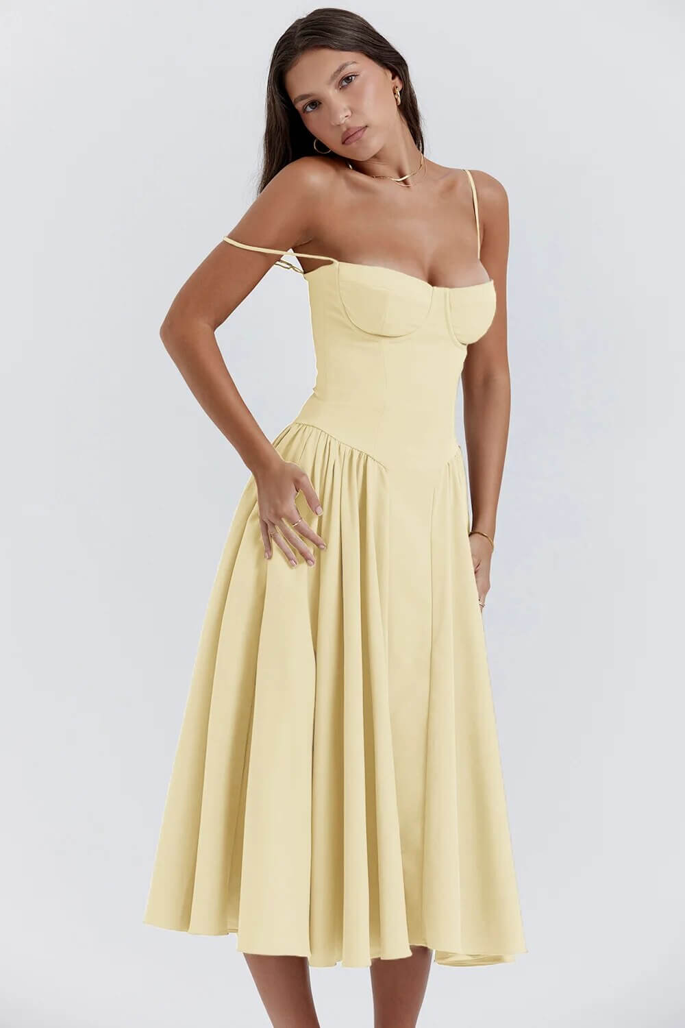Women's Sleeveless Corset Midi Dress