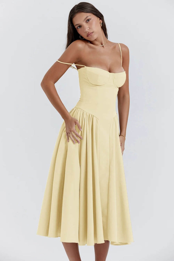 Women's Sleeveless Corset Midi Dress