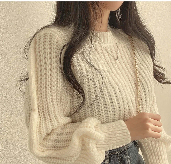 Women's Long-Sleeve Pullover Sweater - Elegant & Cozy