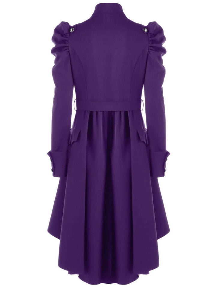 Women's Medieval Retro Jacket: Elegant Midi Length, Standing Collar