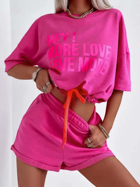 Women's Two-Piece Lounge Set: Crop Top & High-Waisted Shorts