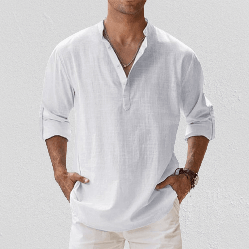 Men's Long Sleeve Henley Shirt: Regular Fit Casual Top
