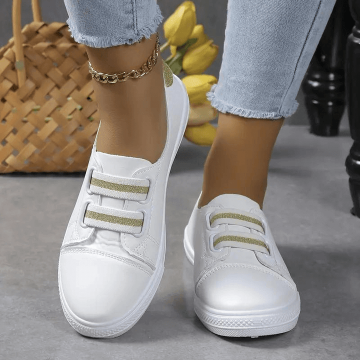 Women's Slip-On Sneakers: Elastic Band, Rounded Toe, Comfort