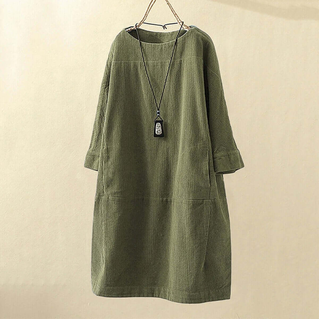 Women's Relaxed Fit Corduroy Knee-Length Dress