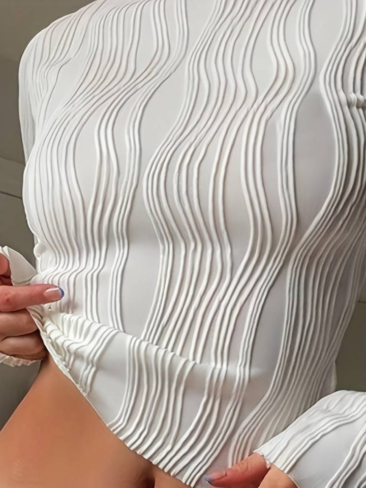 Women's Long Sleeve Crop Blouse Top