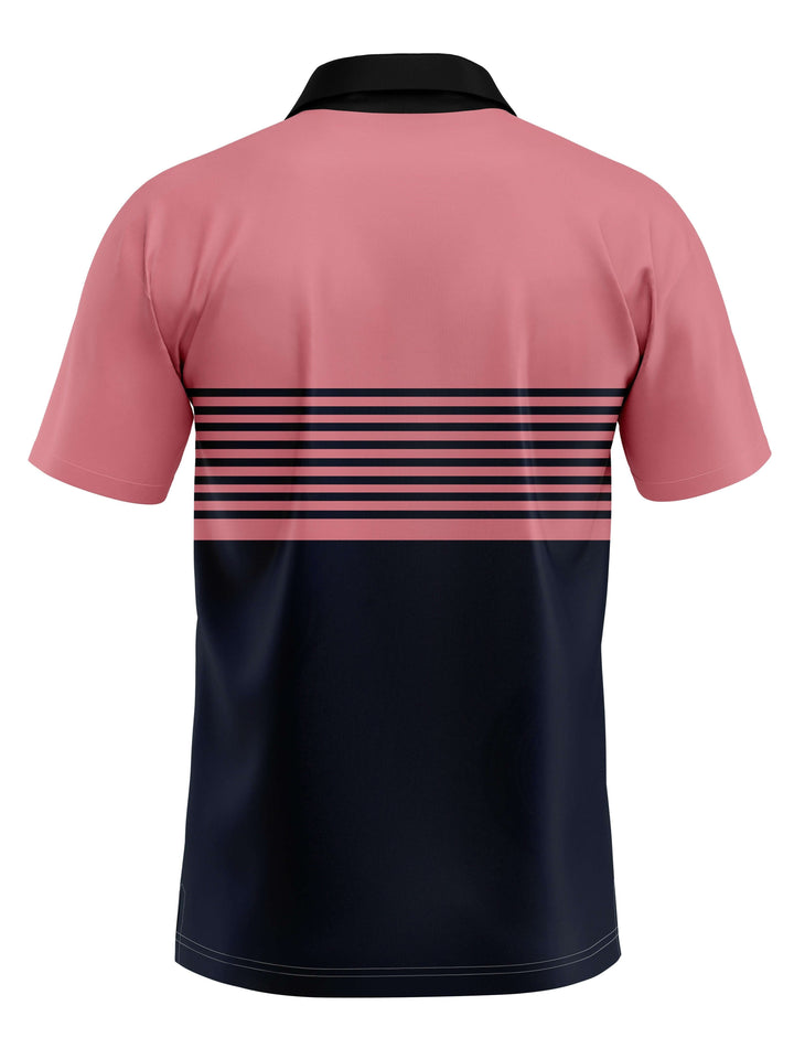 Men's Slim Fit Short Sleeve Polo Shirt with Striped Chest