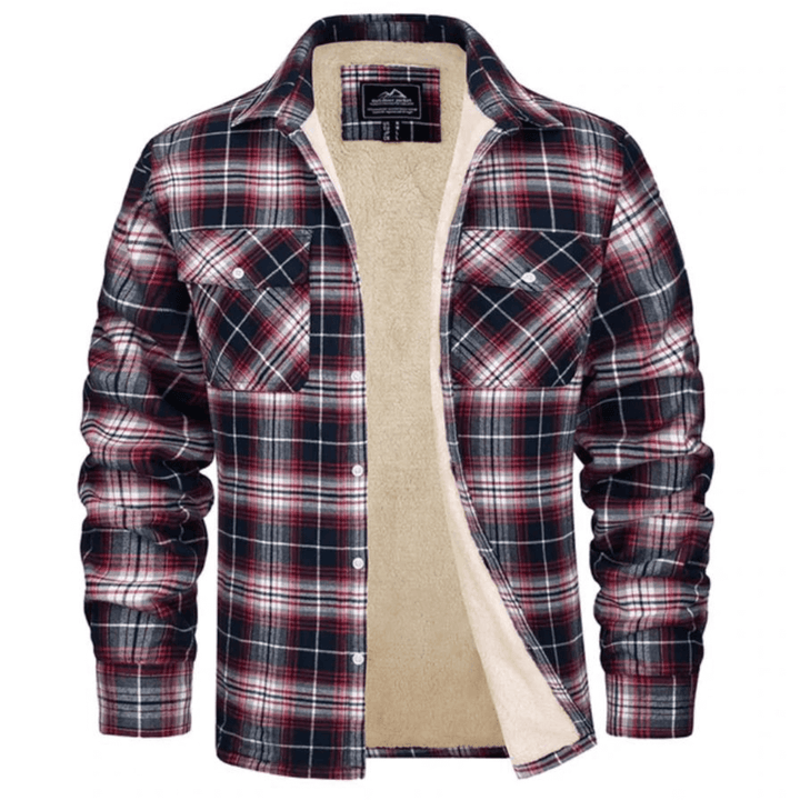 Men's Relaxed-Fit Checkered Fleece-Lined Jacket