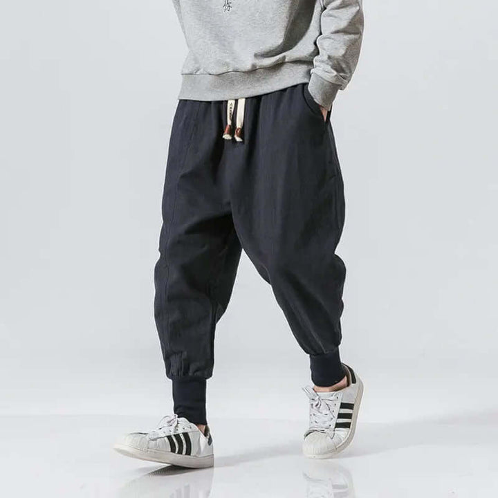 Men's Relaxed-Fit Casual Trousers with Elastic Waistband