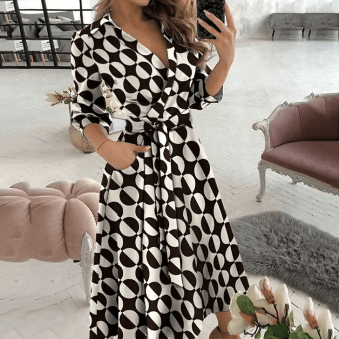 Women's Belted Wrap Midi Dress: Elegant & Versatile