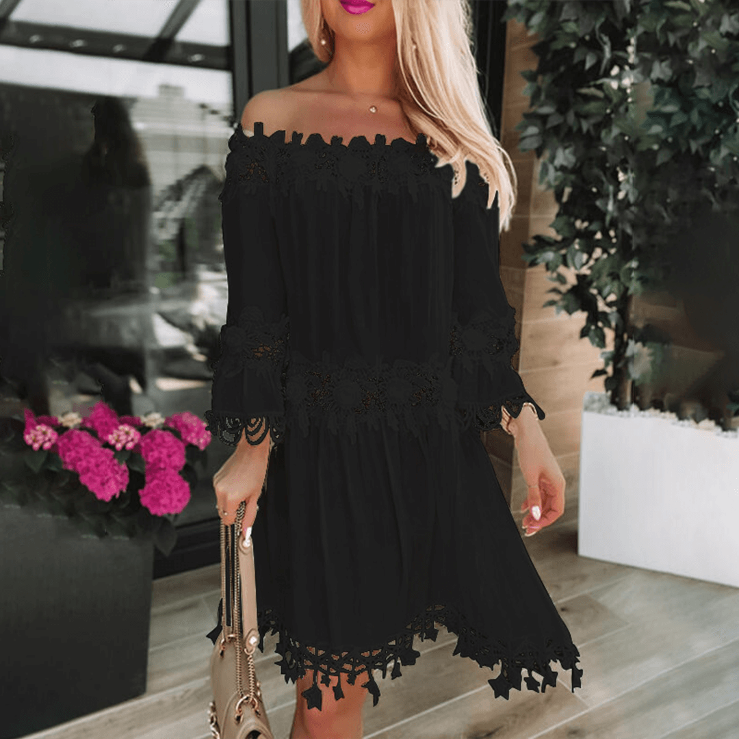 Elegant Off-Shoulder Cotton Dress