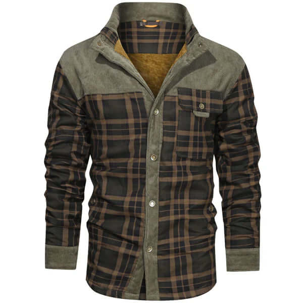 Men's Retro Plaid Fleece Jacket - Warm & Stylish