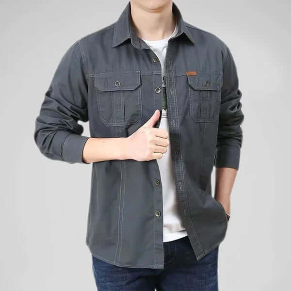 Men's Long Sleeve Shirt with Cargo Pockets