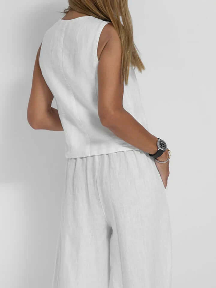 Women's Linen Two-Piece Vest Set: Summer Outfit
