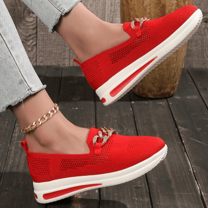 Women's Casual Slip-On Sneakers with Chain Detail