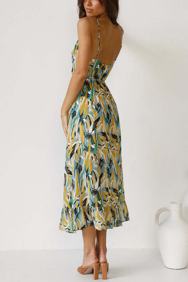 Women's Floral Midi Dress: Long Sleeve, Elegant Fit
