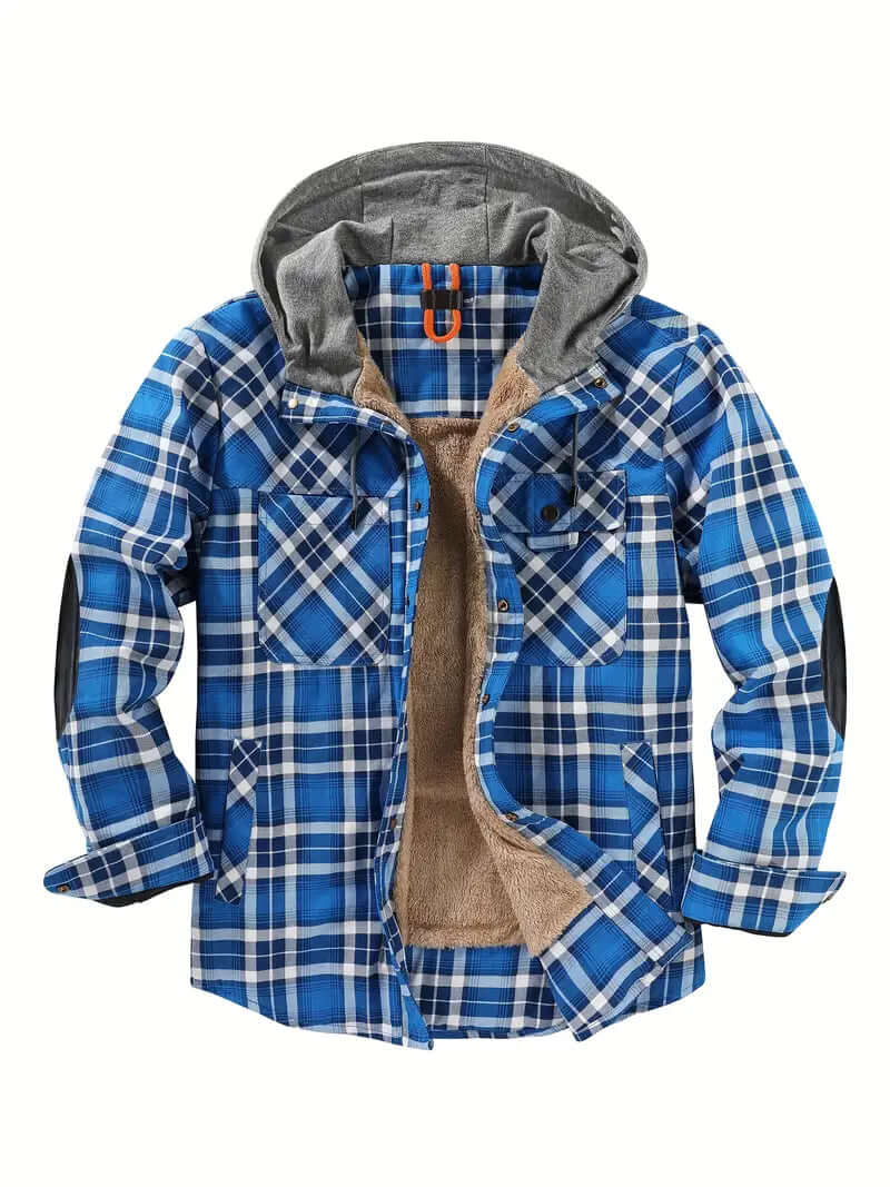 Men's Hooded Checked Regular Fit Jacket