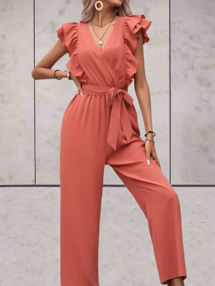 Women's Trendy V-Neck Ruffle Sleeve Jumpsuit