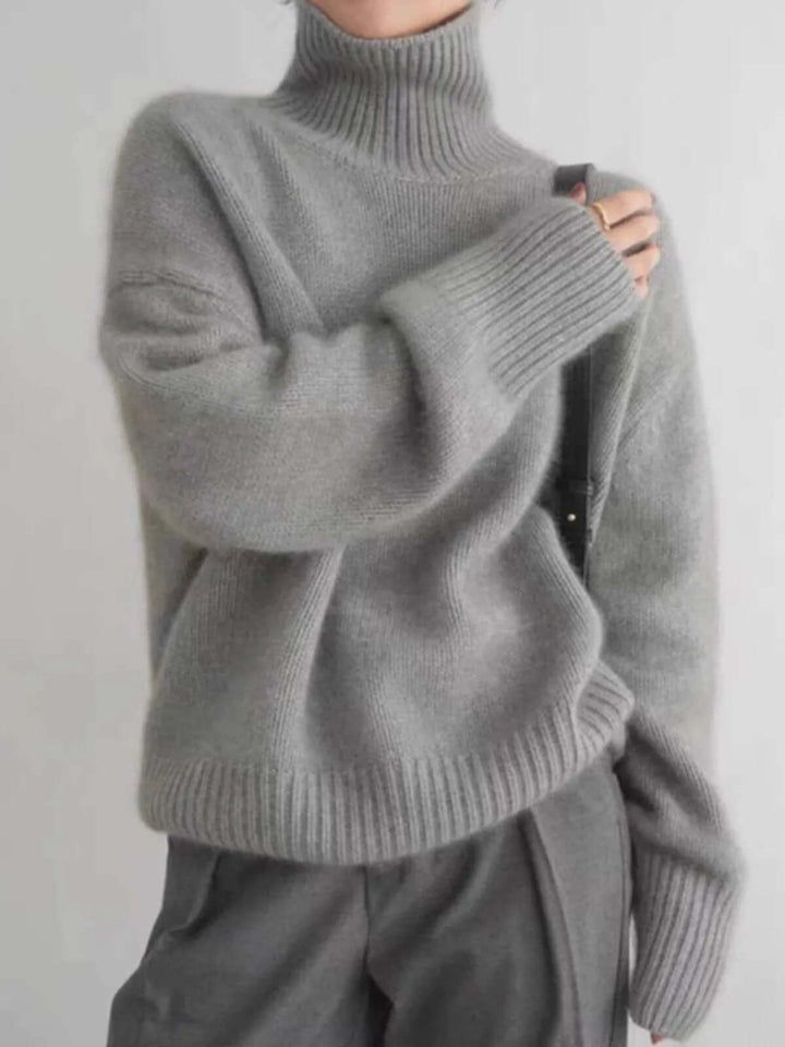 Women's High Neck Loose Knit Sweater - Cozy & Stylish
