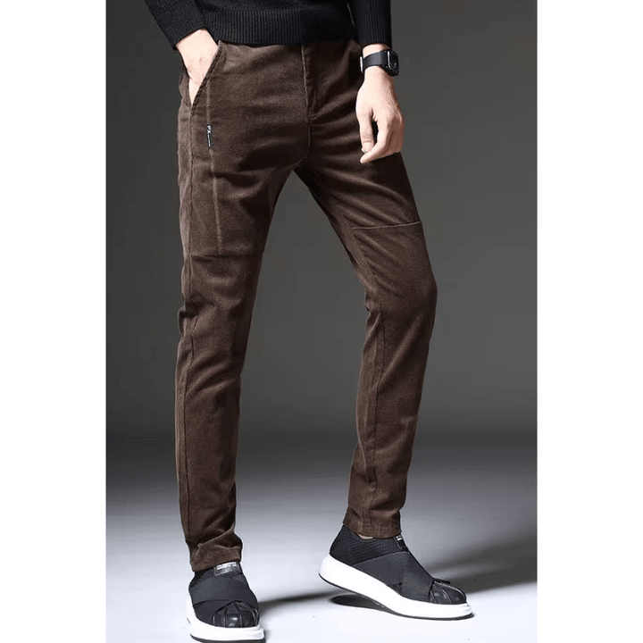 Men's Fleece-Lined Corduroy Pants: Warm & Stylish