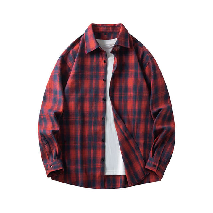 Men's Long-Sleeve Plaid Casual Shirt