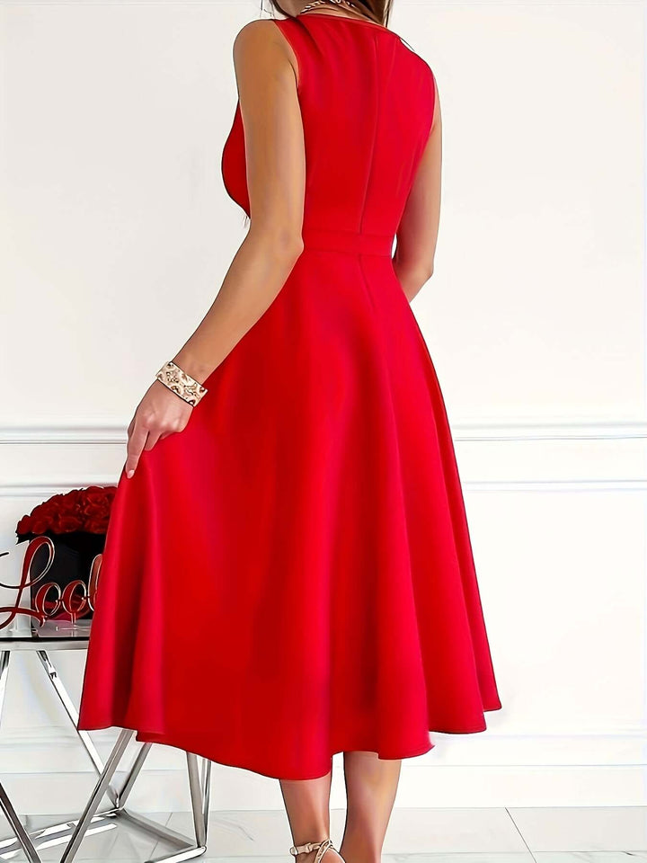 Elegant Women's Midi V-Neck Dress