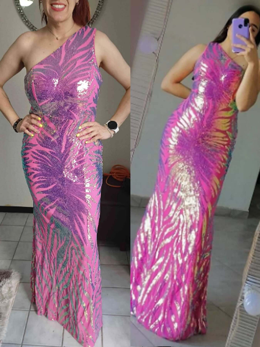 Sequin Mermaid Evening Gown: One-Shoulder Prom Dress