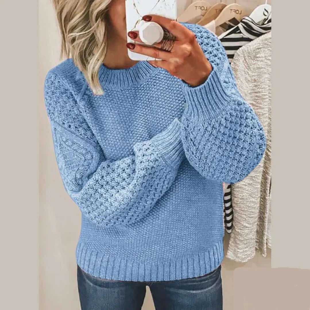 Women's Round-Neck Long-Sleeve Knit Sweater