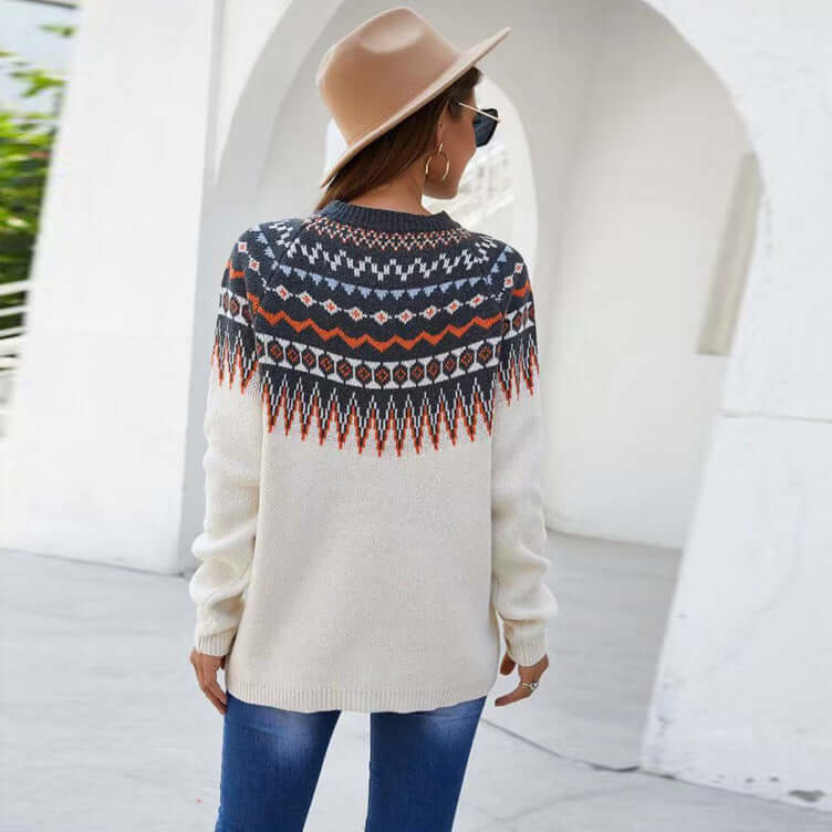 Women's Long-Sleeve Knitted O-Neck Sweater