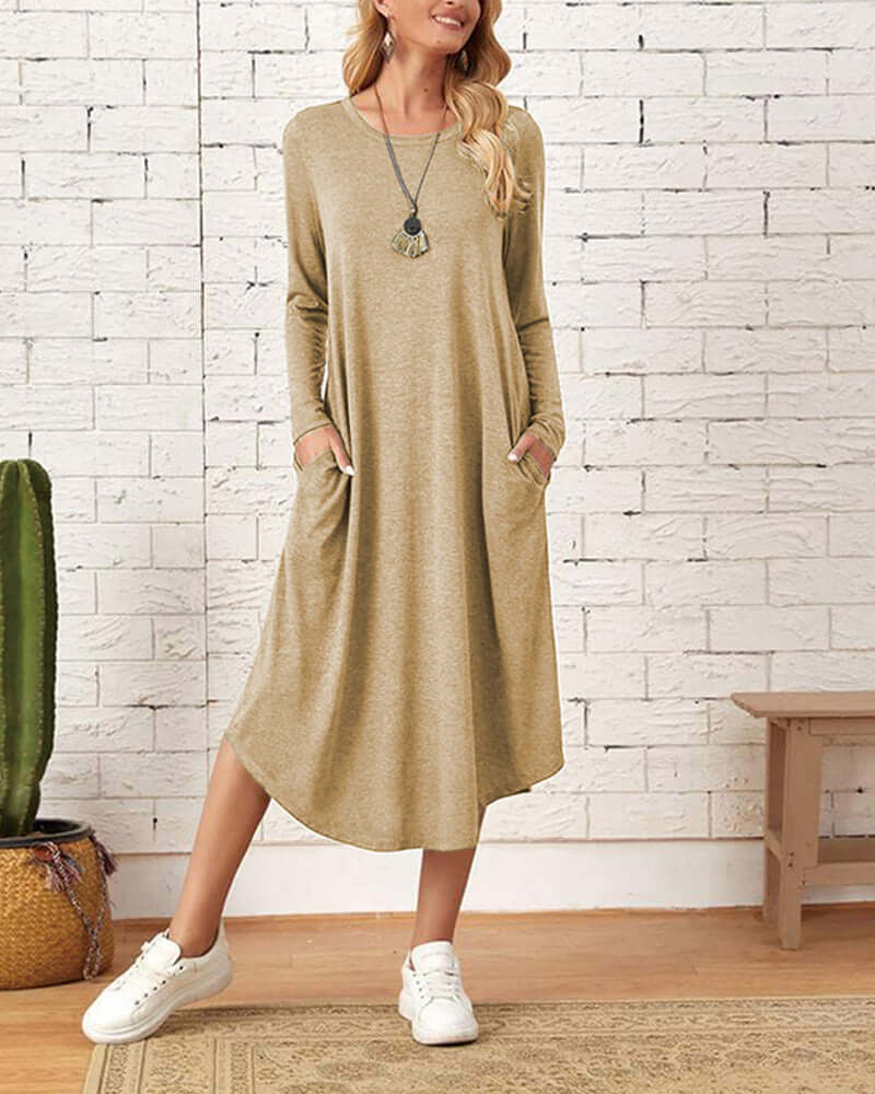 Cozy Long-Sleeve Knit Winter Dress
