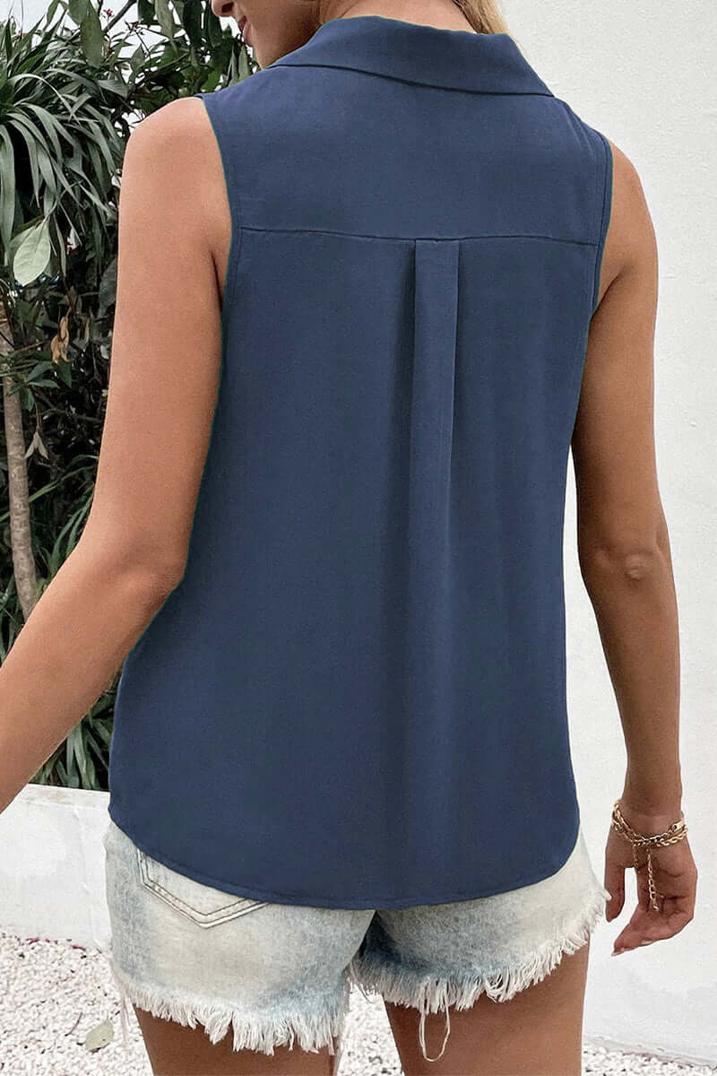 Women's V-Neck Button-Up Top: Elegant & Versatile