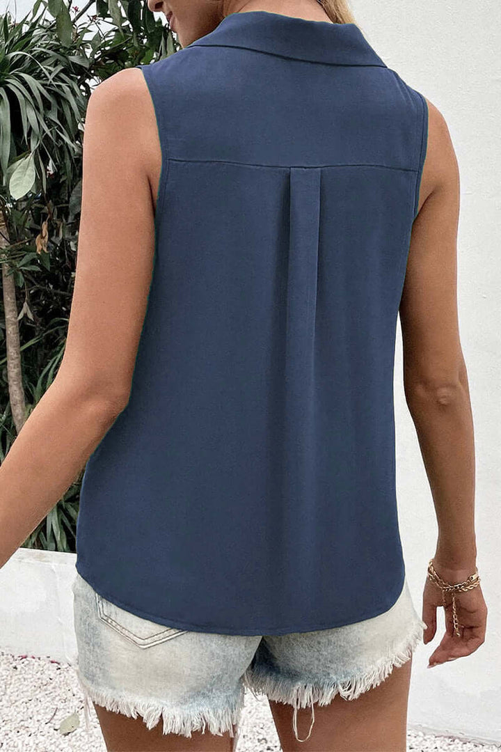 Women's V-Neck Button-Up Top: Elegant & Versatile