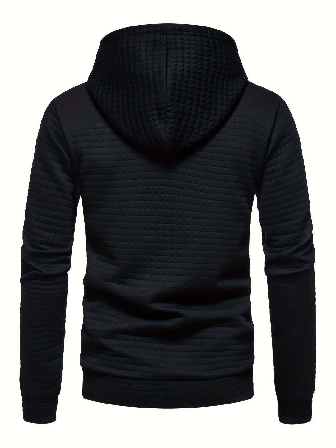 Men's Quilted Hoodie: Regular Fit Pullover with Drawstring
