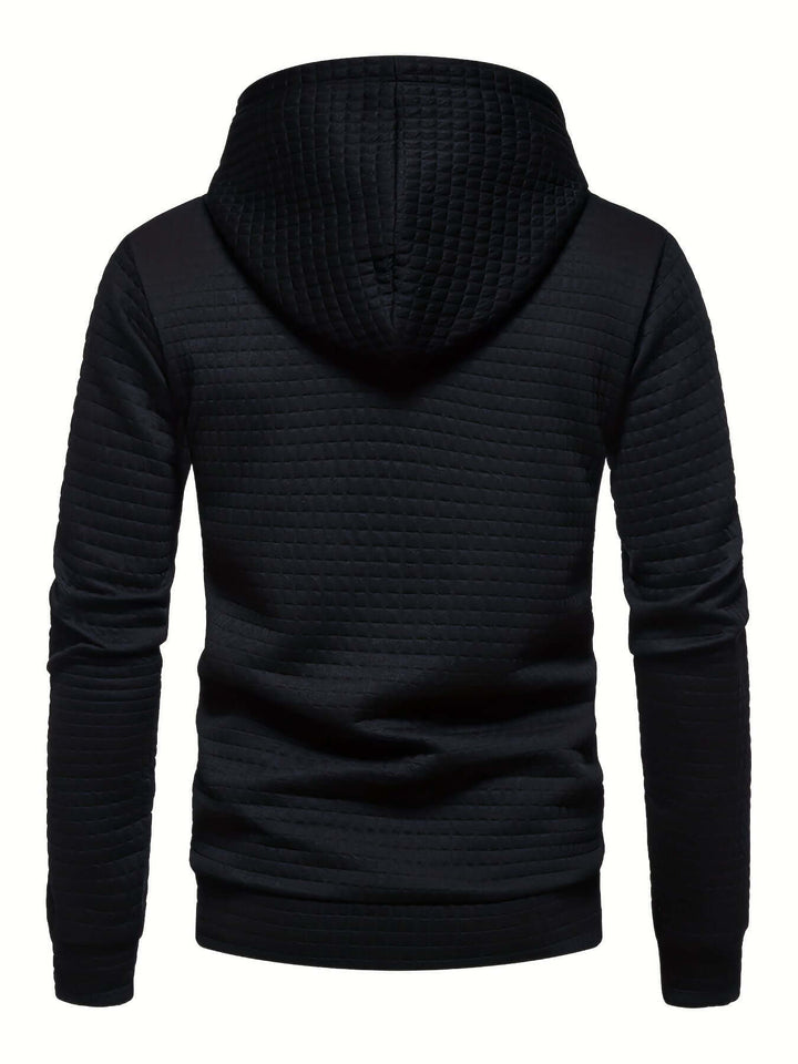 Men's Quilted Hoodie: Regular Fit Pullover with Drawstring