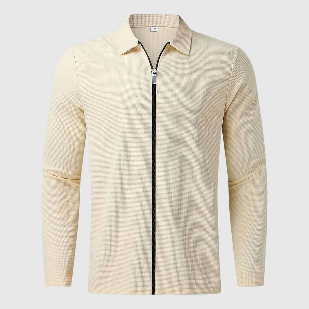 Men's Waffle Zip-Up Jacket: Cozy & Stylish Autumn/Winter Outerwear