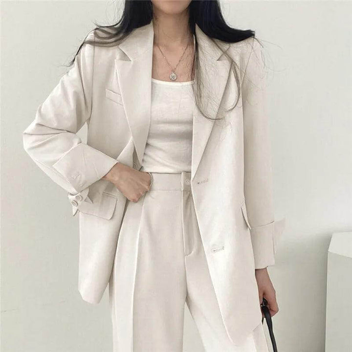 Women's Smart Casual Suit: Oversized Blazer & High-Waisted Trousers