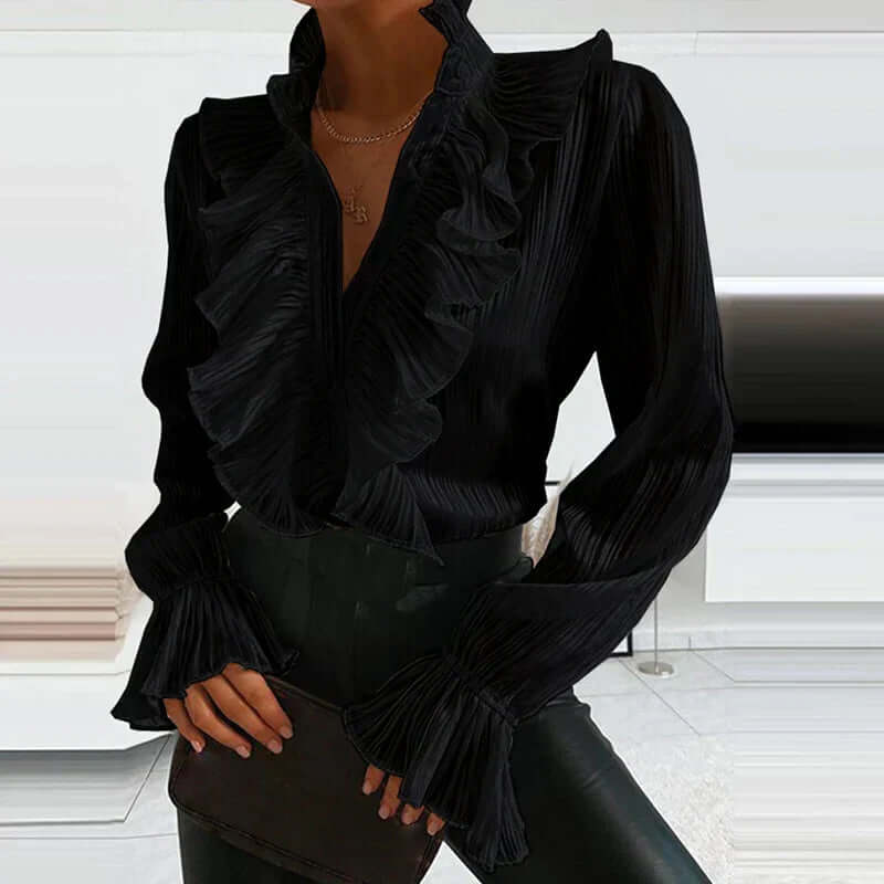 Ruched Long Sleeve Women's Blouse
