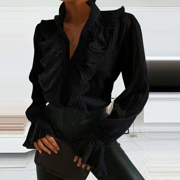 Ruched Long Sleeve Women's Blouse