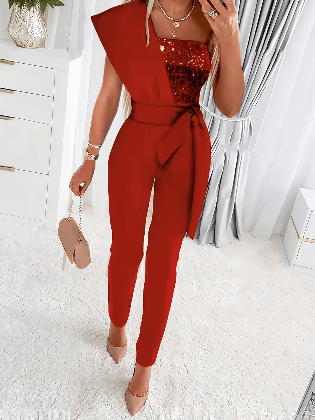 Women's Glitter Bodycon Jumpsuit: Sparkling Evening Wear