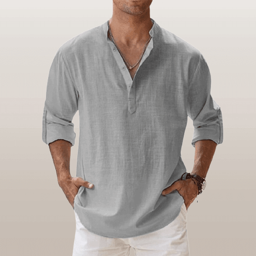 Men's Long Sleeve Henley Shirt: Regular Fit Casual Top
