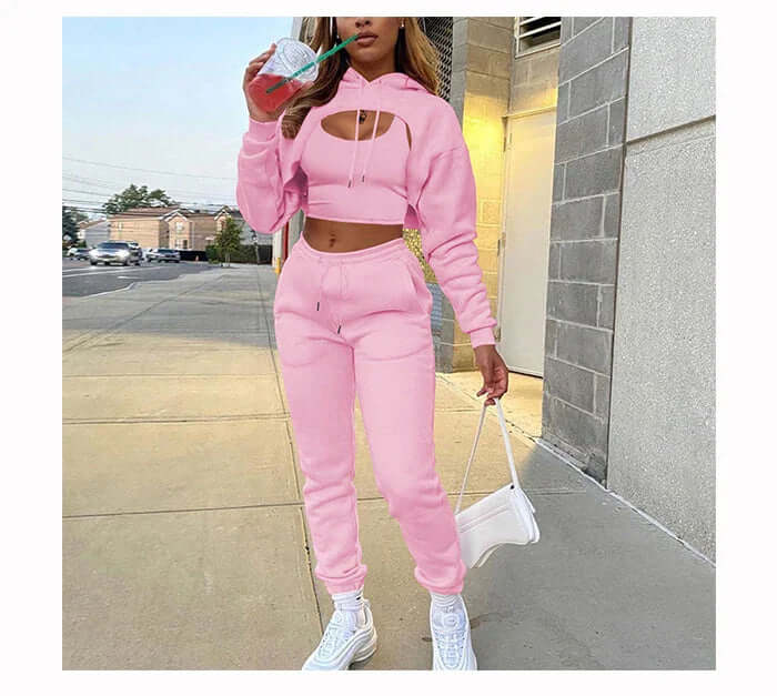 Women's 3-Piece Fleece Jogging Suit: Cozy & Stylish
