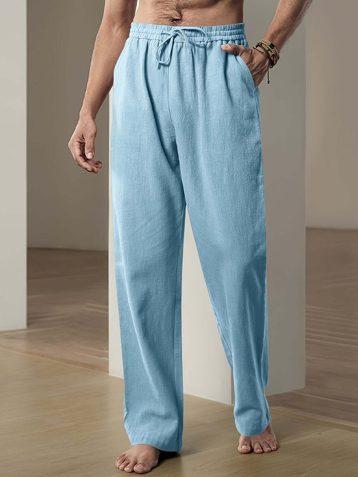 Men's Relaxed Fit Drawstring Linen Pants: Breathable Summer Trousers