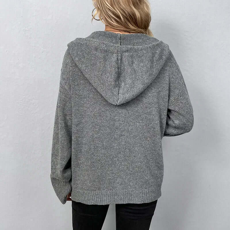 Women's Hooded Knitted Cardigan - Cozy & Warm