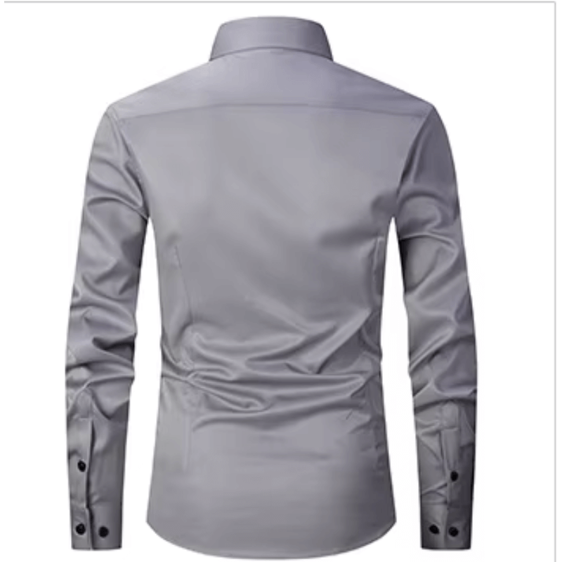 Men's Slim Fit Long Sleeve Shirt with Contrast Buttons