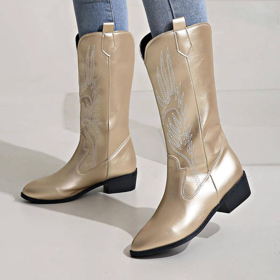 Women's Leather Cowboy Boots: Western Style Ankle Boots