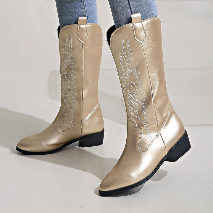 Women's Leather Cowboy Boots: Western Style Ankle Boots