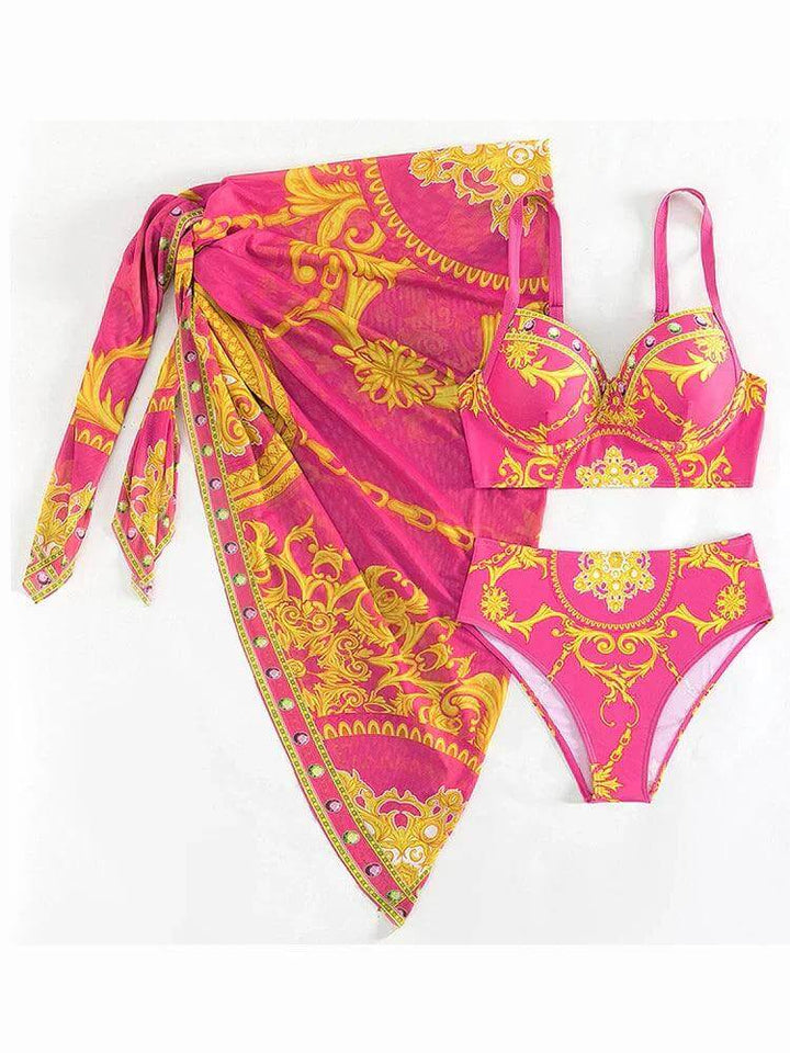 Women's Bohemian High-Waist Bikini Set